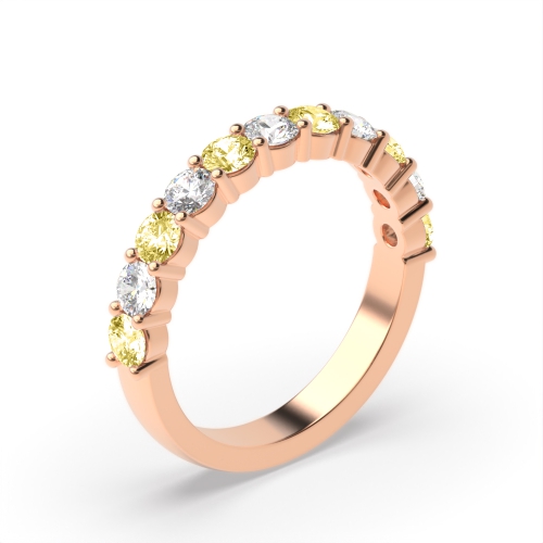 Prong Setting Round Lab Created Fancy Diamond Half Eternity Ring