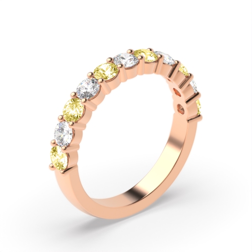 Channel Setting Round Rose Gold Verdant Eternity Diamond Rings