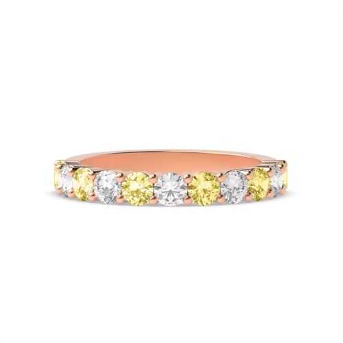 Channel Setting Round Rose Gold Verdant Eternity Diamond Rings