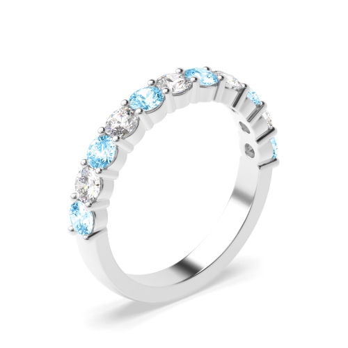 Channel Setting Round Verdant Blue Lab Grown Diamond Rings