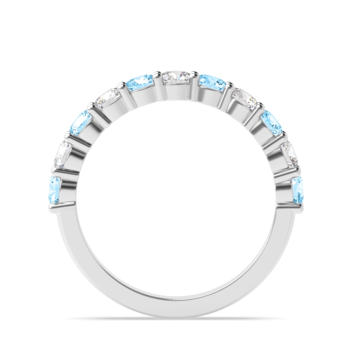 Channel Setting Round Verdant Blue Lab Grown Diamond Rings