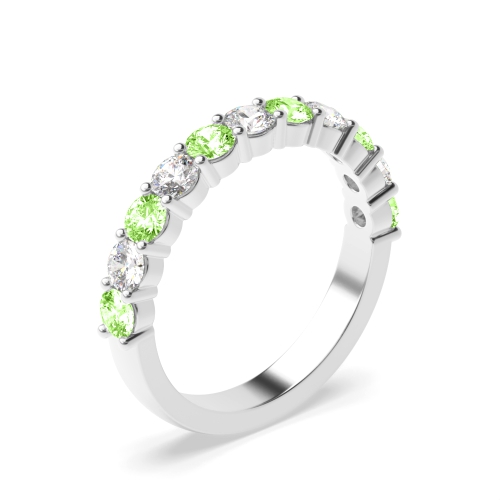 Channel Setting Round Verdant Green Lab Grown Diamond Rings
