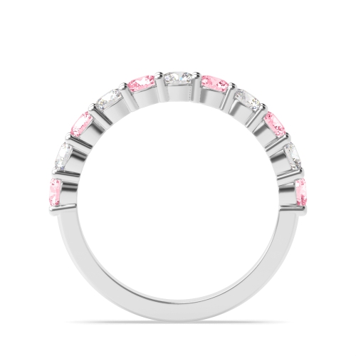 Channel Setting Round Verdant Pink Lab Grown Diamond Rings
