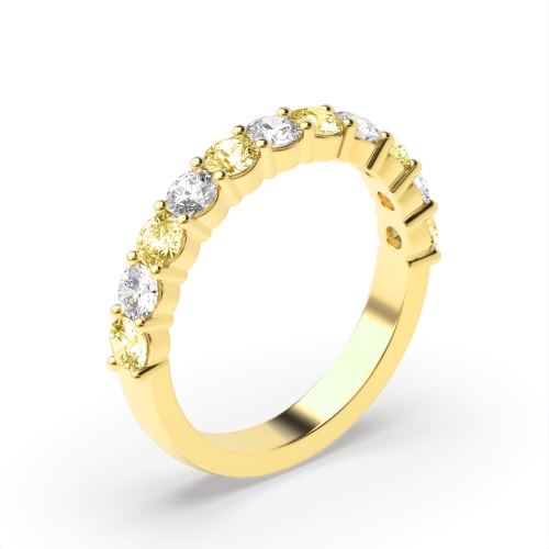 Channel Setting Round Yellow Gold Verdant Eternity Diamond Rings