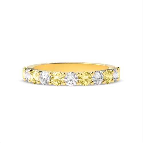 Channel Setting Round Yellow Gold Verdant Eternity Diamond Rings