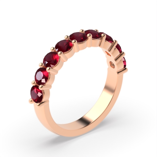 Buy Prong Setting Round Half Eternity Ruby Ring - Abelini