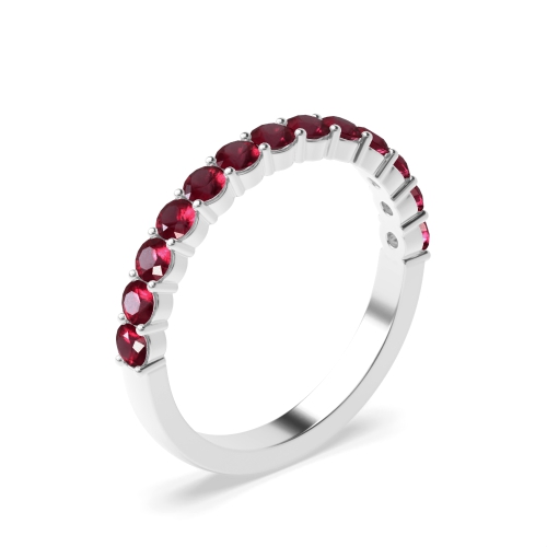 Prong Setting Round Half Eternity Ruby Ring