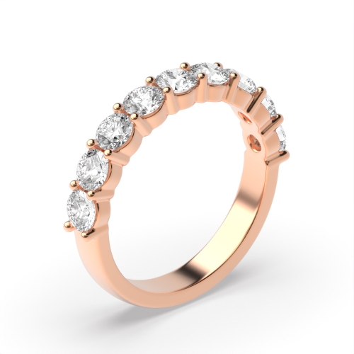 4 Prong Round Rose Gold Half Eternity Diamond Ring
