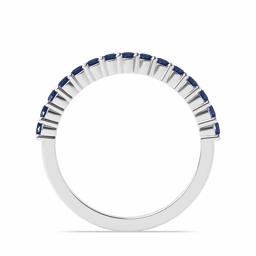 4 Prong Round Shared claw set Blue Sapphire Half Eternity Wedding Band