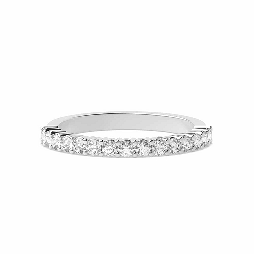 4 Prong Round Silver Shared claw set Half Eternity Wedding Band