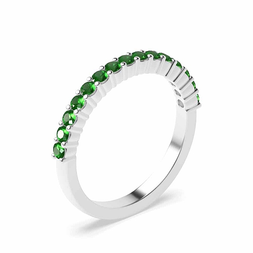4 Prong Round Shared claw set Emerald Diamond Rings