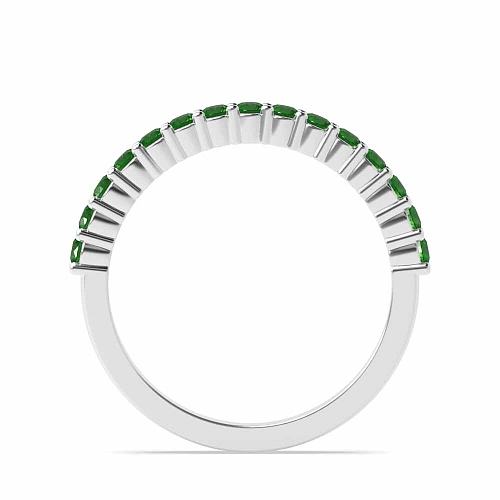 4 Prong Round Shared claw set Emerald Diamond Rings