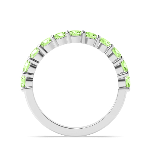 4 Prong Round Shared claw set Green Lab Grown Band Diamond Rings