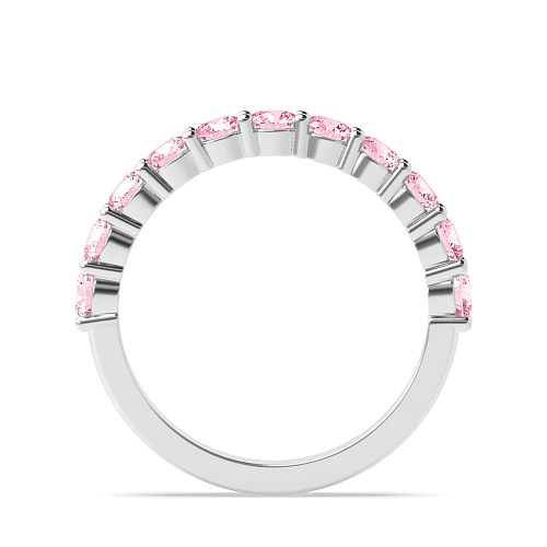 4 Prong Round Shared claw set Pink Lab Grown Band Diamond Rings
