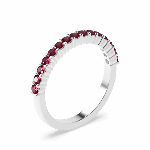 4 Prong Round Shared claw set Ruby Diamond Rings