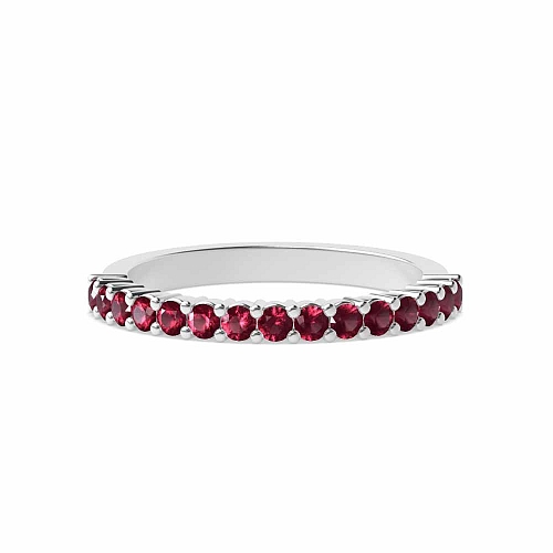 4 Prong Round Shared claw set Ruby Diamond Rings