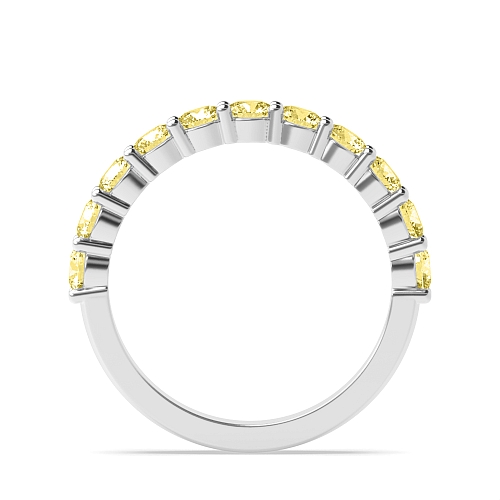 4 Prong Round Shared claw set Yellow Lab Grown Band Diamond Rings