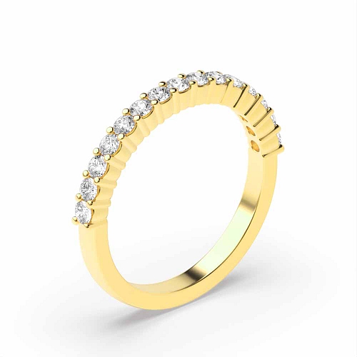 4 Prong Round Yellow Gold Shared claw set Half Eternity Wedding Band