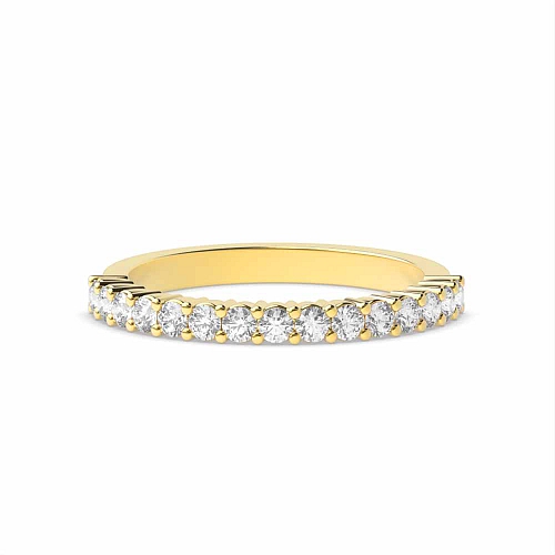 4 Prong Round Yellow Gold Shared claw set Half Eternity Wedding Band