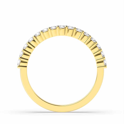 4 Prong Round Yellow Gold Shared claw set Half Eternity Wedding Band