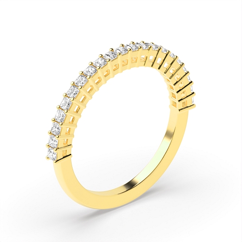 4 Prong Princess Yellow Gold minimalist gallery Diamond Rings