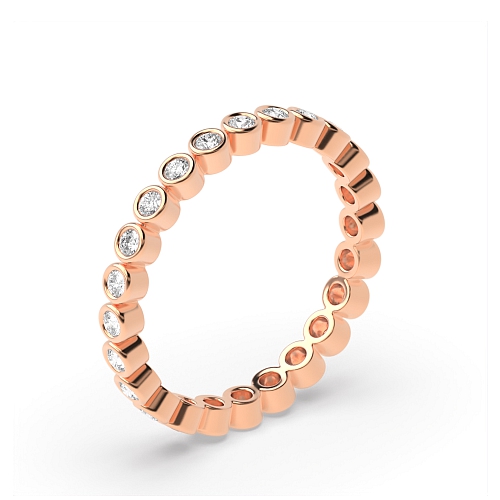 Bezel Setting Round Rose Gold Rubover Diamond Rings