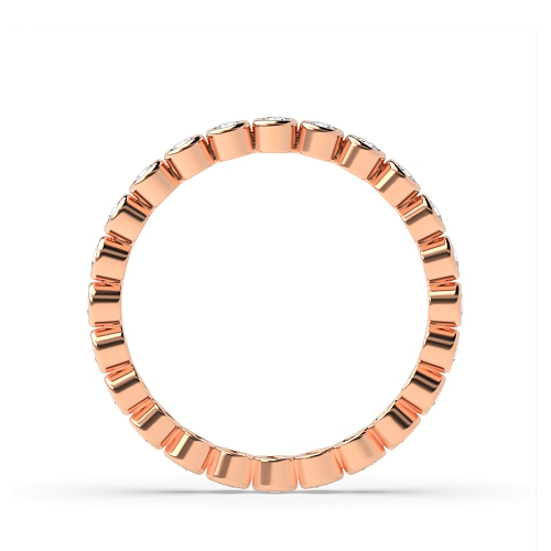 Bezel Setting Round Rose Gold Rubover Diamond Rings