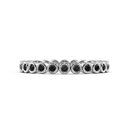 Bezel Setting Round Rubover Black Eternity Diamond Rings