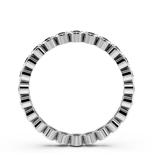 Bezel Setting Round Rubover Black Eternity Diamond Rings