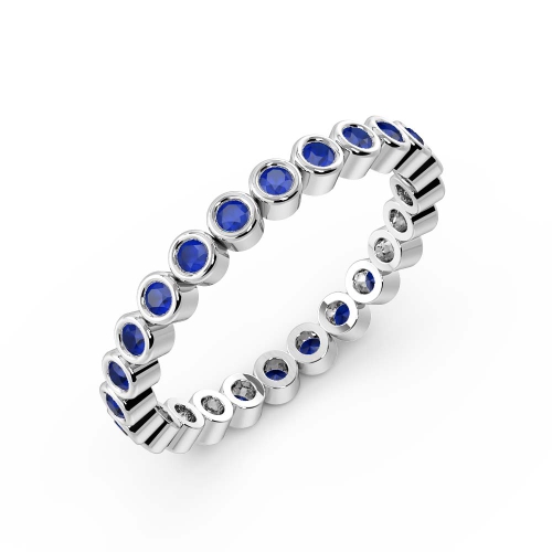 Bezel Setting Round Ethereal Veil Blue Sapphire Full Eternity Diamond Ring