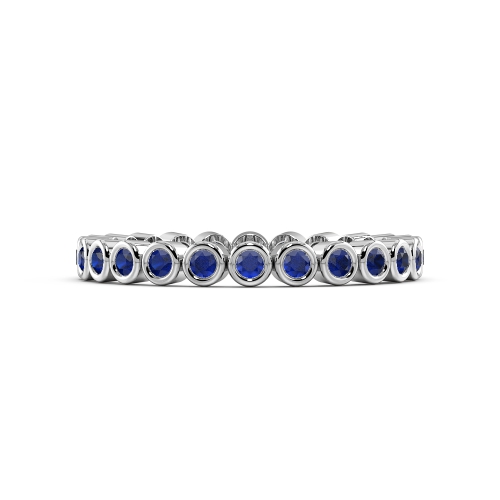 Bezel Setting Round Ethereal Veil Blue Sapphire Full Eternity Diamond Ring