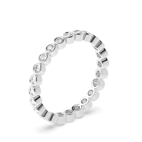 Bezel Setting Round White Gold Rubover Full Eternity Diamond Rings