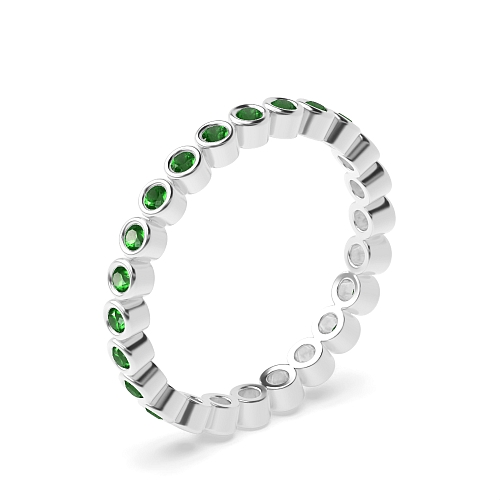 Bezel Setting Round Rubover Emerald Diamond Rings