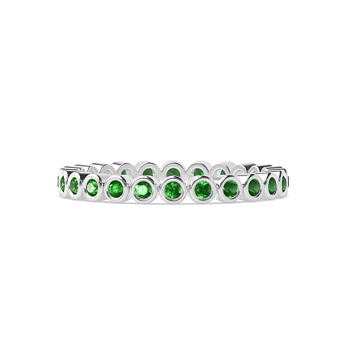 Bezel Setting Round Rubover Emerald Diamond Rings