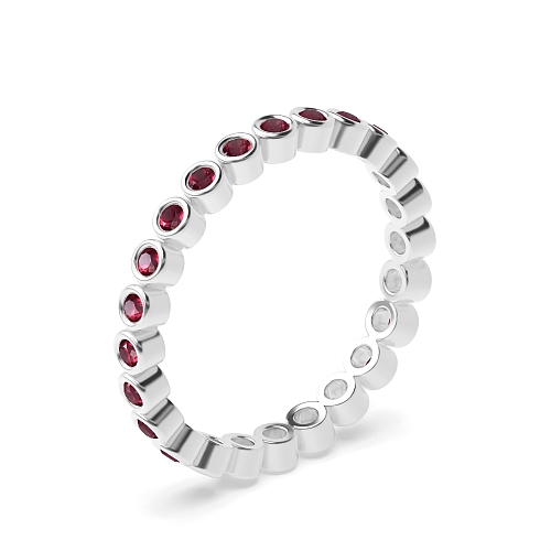 Bezel Setting Round Rubover Ruby Diamond Rings