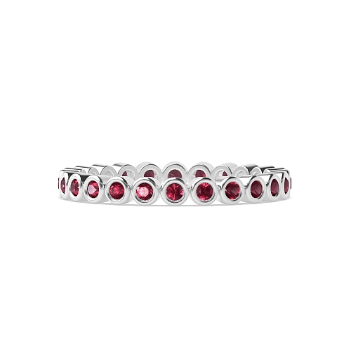 Bezel Setting Round Rubover Ruby Diamond Rings