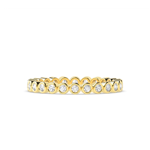 Bezel Setting Round Yellow Gold Rubover Diamond Rings