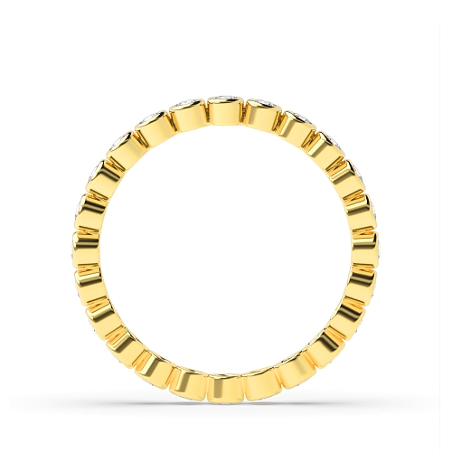 Bezel Setting Round Yellow Gold Rubover Diamond Rings