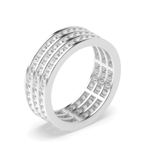 Channel Setting Round Silver Full Eternity Diamond Rings