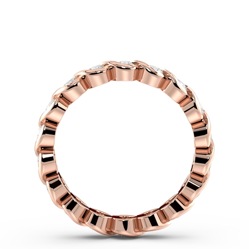 Channel Setting Round Rose Gold Rubover Eternity Diamond Rings