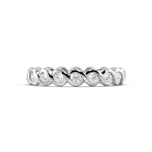 Channel Setting Round White Gold Rubover Full Eternity Diamond Rings