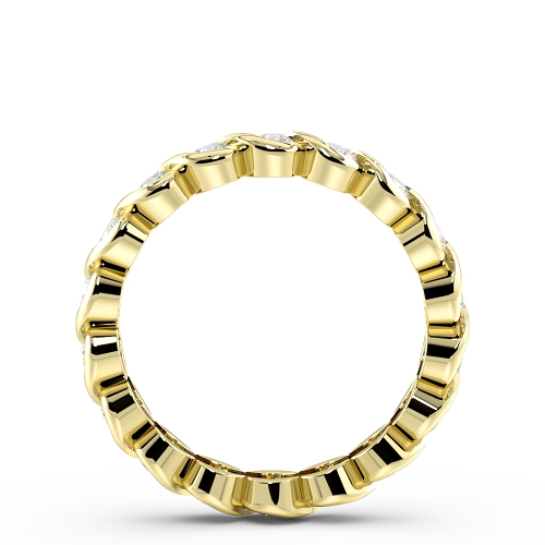 Channel Setting Round Yellow Gold Rubover Eternity Diamond Rings