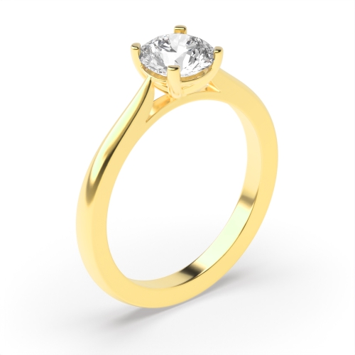 4 Prong Round Yellow Gold D claws Engagement Rings