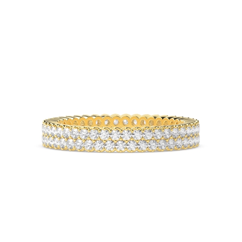 4 Prong Round Yellow Gold 2 row Eternity Diamond Rings
