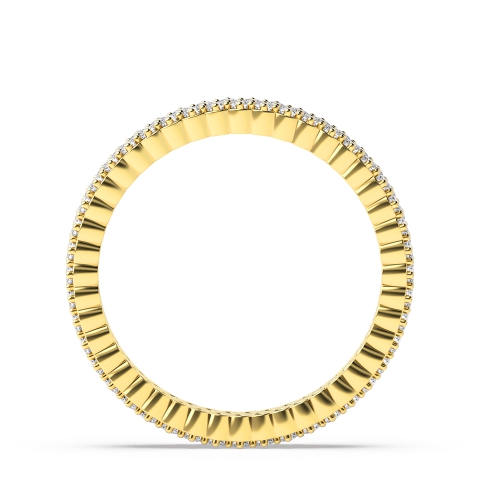 4 Prong Round Yellow Gold 2 row Eternity Diamond Rings