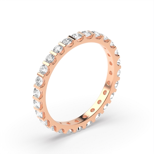 Tension Setting Round Rose Gold Bar set Full Eternity Diamond Rings