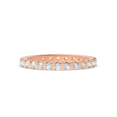 Tension Setting Round Rose Gold Bar set Full Eternity Diamond Rings