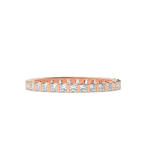 Tension Setting Princess Rose Gold divided by bar Diamond Rings