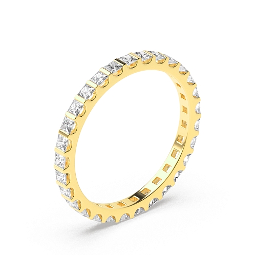 Tension Setting Princess Yellow Gold divided by bar Band Diamond Rings