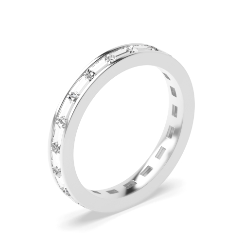 Channel Setting Baguette Silver Full Eternity Diamond Rings